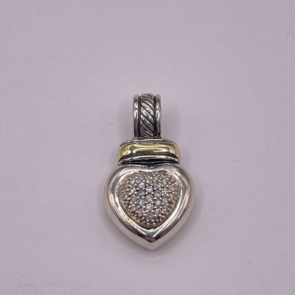 David Yurman 18k Yellow Gold Sterling Silver Heart Pendant - Picture 1 of 12